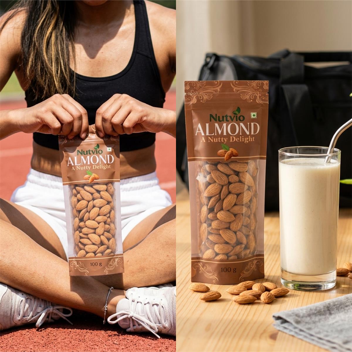 Nutvio Premium Almond Sachets — 100g