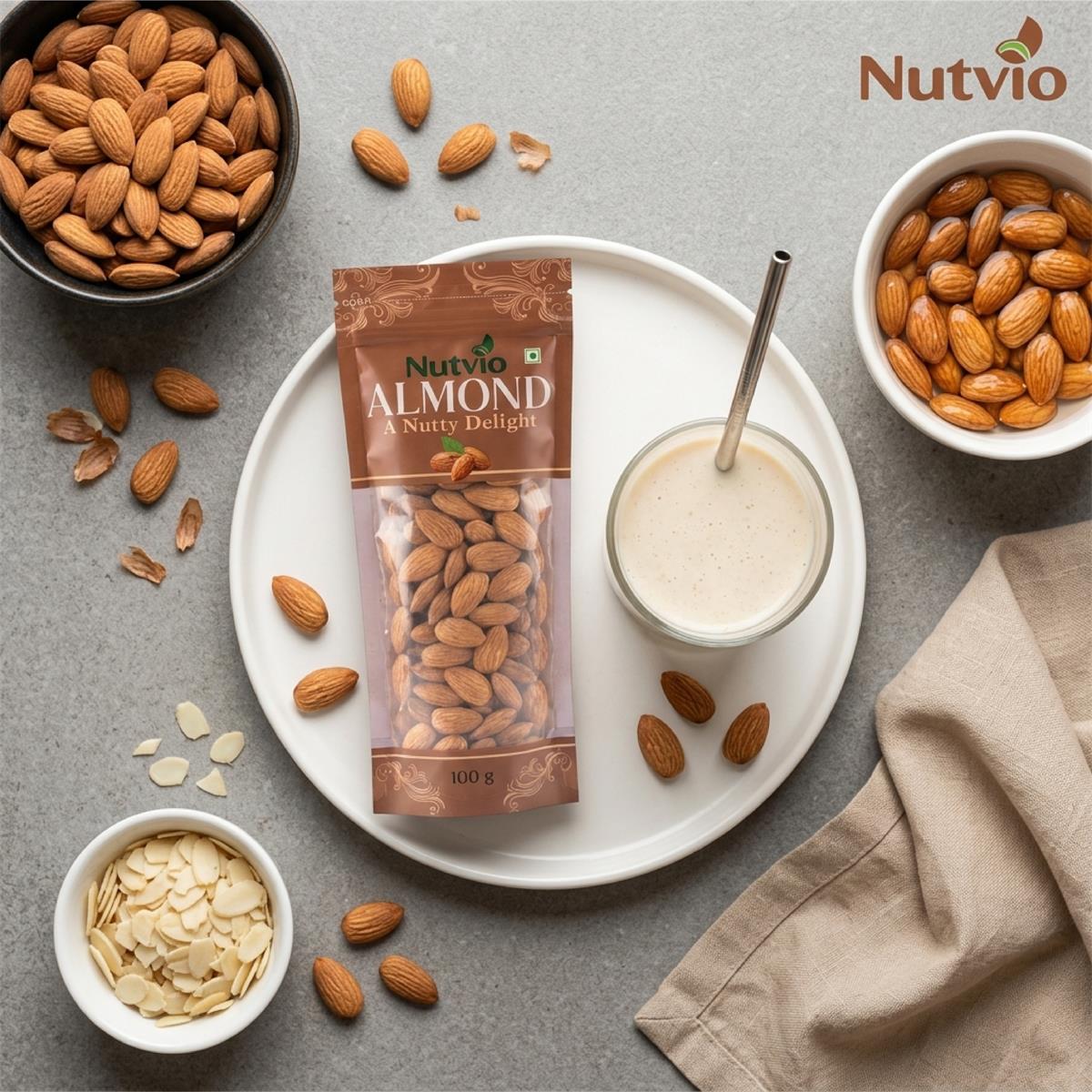 Nutvio Premium Almond Sachets — 100g