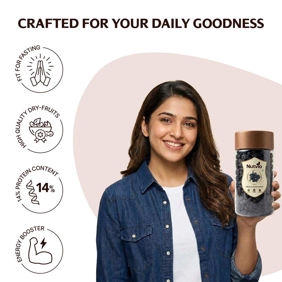 Nutvio Premium Black Raisin Pantry Jar 500g