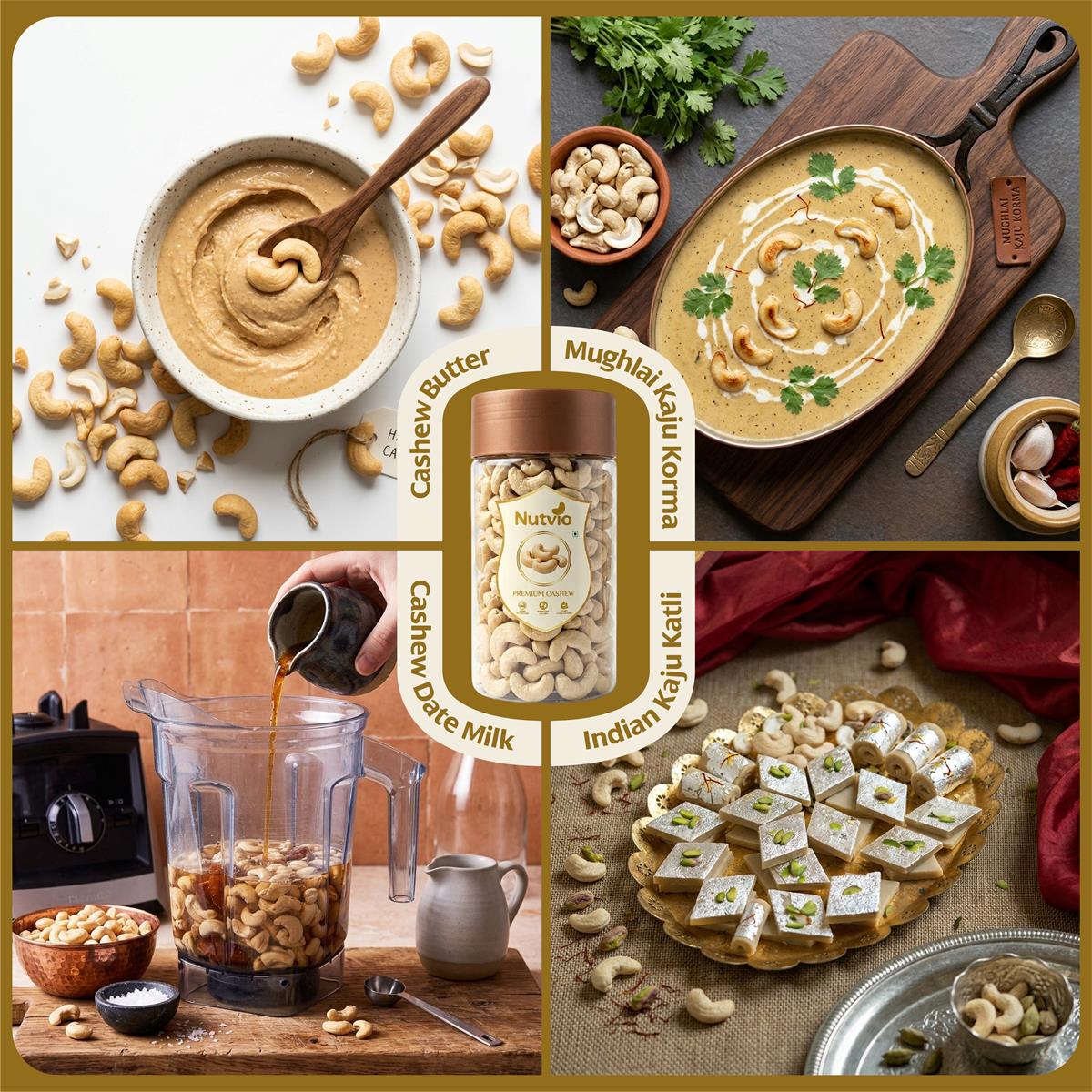 Nutvio Whole Cashew Pantry Jar 500g