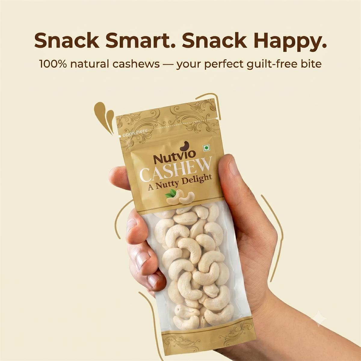 Nutvio Whole Cashew Sachets — 100g
