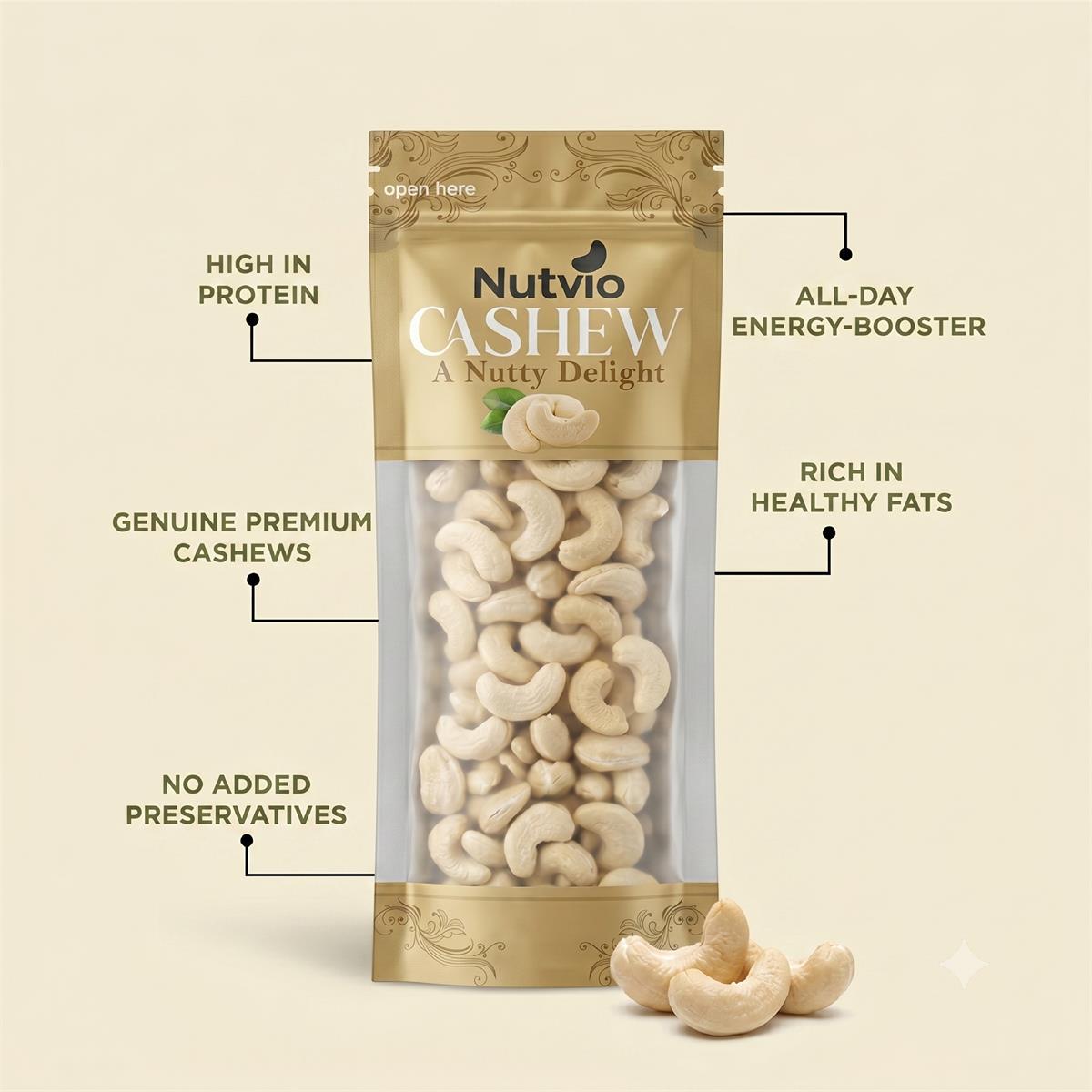 Nutvio Whole Cashew Sachets — 100g