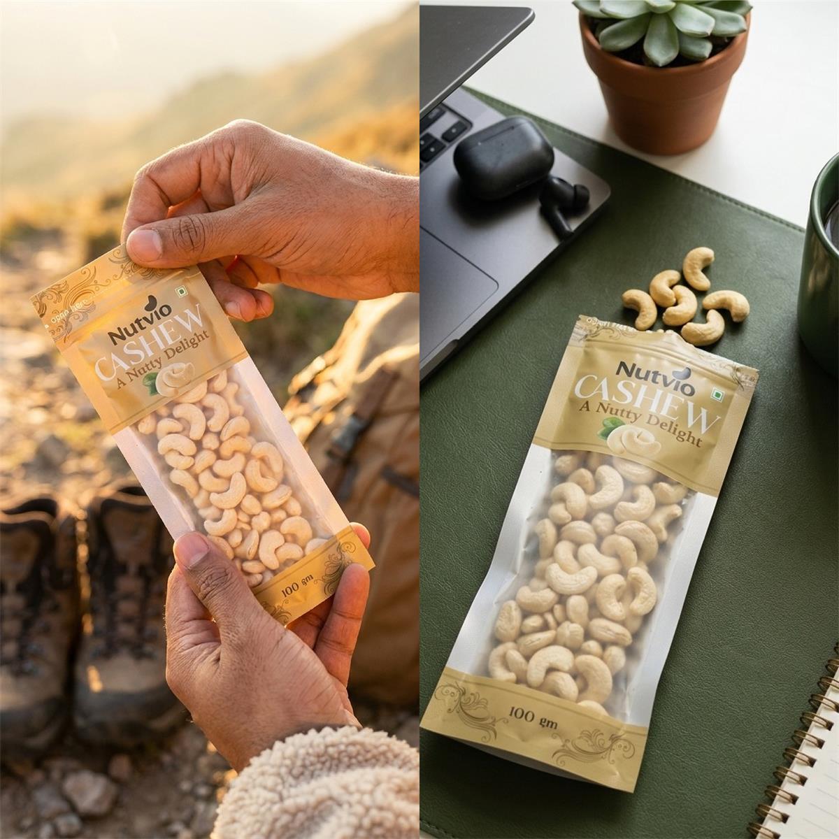 Nutvio Whole Cashew Sachets — 100g