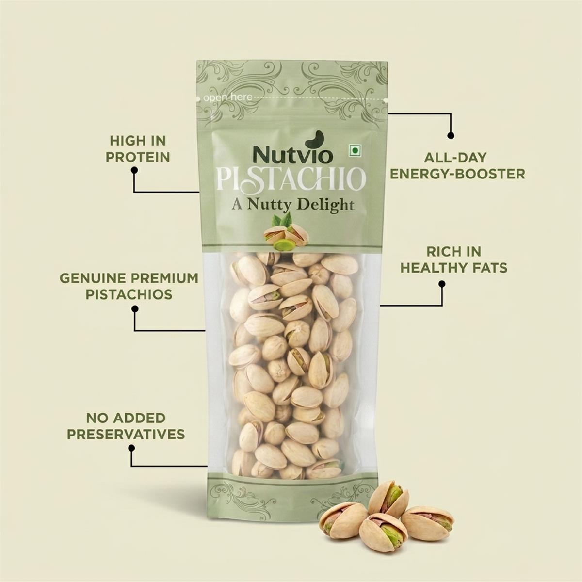 Nutvio Roasted Pistachio Sachets — 100g