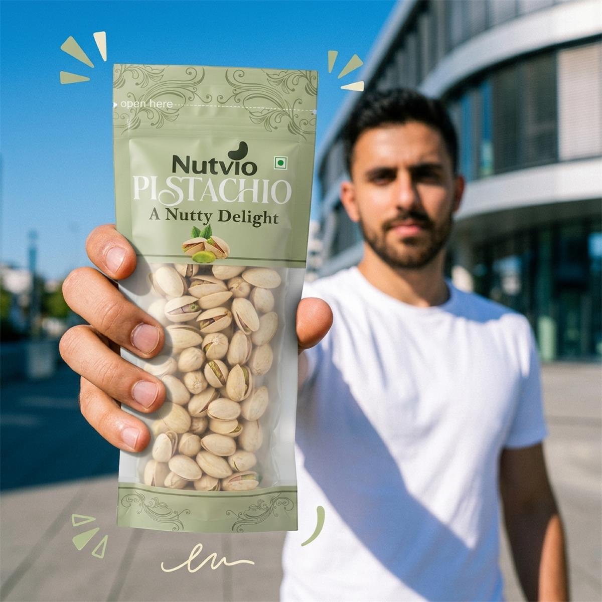 Nutvio Roasted Pistachio Sachets — 100g