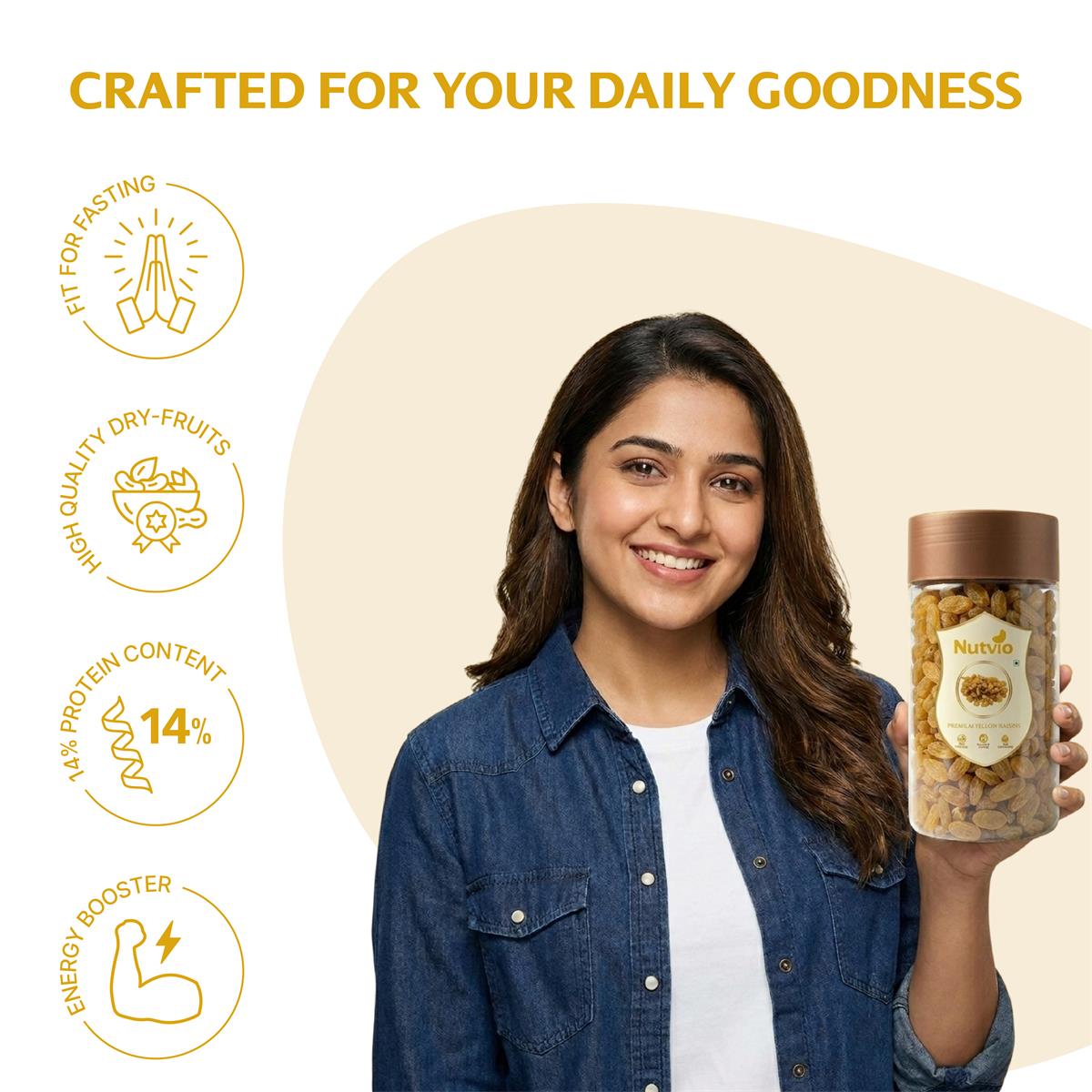 Nutvio Premium Yellow Raisin Pantry Jar 500g